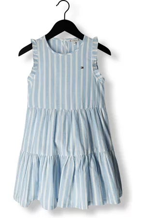 Tommy Hilfiger Dames Midi jurken - Midi jurk Striped Hemp Ruffle Dress Slvss Meisjes