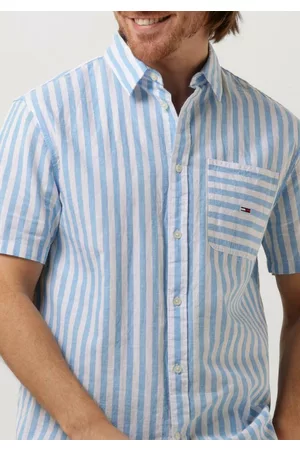 Tommy Hilfiger Heren Casual Overhemden - Casual overhemd TJM RLX SS Stripe Linen Shirt Heren