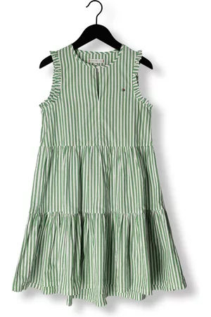 Tommy Hilfiger Dames Midi jurken - Midi jurk Striped Ruffle Dress Slvss Meisjes