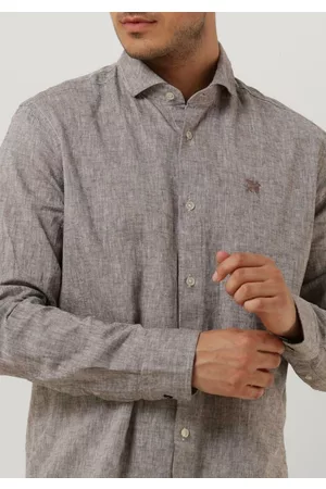 Vanguard Heren Lange Mouwen Overhemden - Casual overhemd Long Sleeve Shirt Linen Cotton Blend 2 Tone Heren
