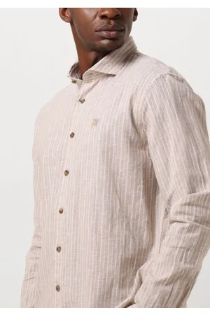 Vanguard Heren Lange Mouwen Overhemden - Casual overhemd Long Sleeve Shirt Linen Stripe Heren