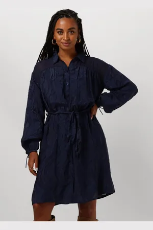 POM Amsterdam Dames Kleedjes Jacquard Midnight Blue - - Maat 34
