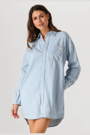 Calvin Klein Dames Kleedjes Tencel Loose Shirt Denim Dress - - Maat XL