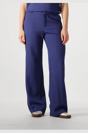 POM Amsterdam Dames Broeken Wide Leg Pants Sapphire - - Maat 36