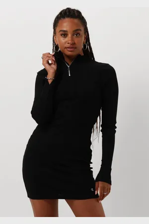 Calvin Klein Dames Kleedjes Variegtaed Rib Half Zip Ls Dress - - Maat S