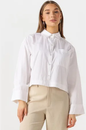 SELECTED Dames Blouses Slfastha Ls Cropped Boxy Shirt - - Maat 38