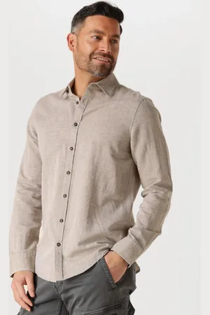 PME Legend™ Heren Hemden Long Sleeve Shirt Cotton Linen 2 Tone - - Maat XL