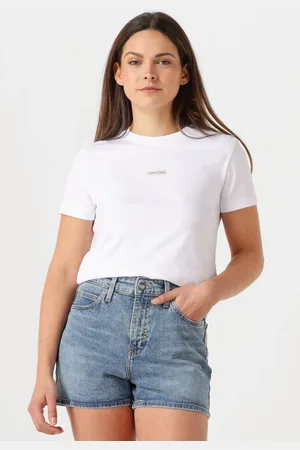 Calvin Klein Dames Tops & T-shirts Placed Institutional Baby Tee - - Maat XL