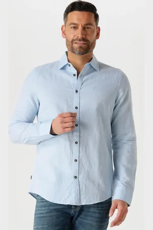 PME Legend™ Heren Hemden Long Sleeve Shirt Cotton Linen 2 Tone - - Maat XL
