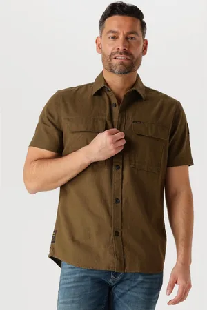 PME Legend™ Heren Hemden Short Sleeve Shirt Slub Cotton - - Maat XL