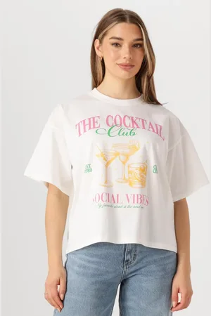 Ydence Dames Tops & T-shirts T-shirt Cocktail Club - - Maat XL