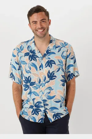 Shiwi Heren Hemden Men Vic Short Sleeve Shirt Floral Leafs - - Maat XL
