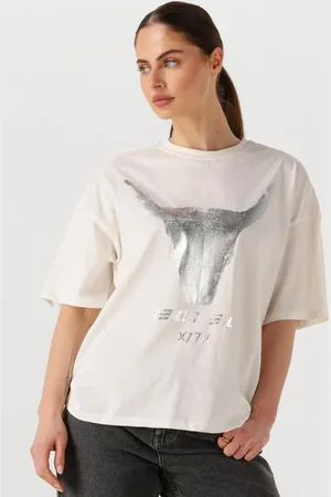 Alix the label Dames Tops & T-shirts Ladies Knitted Silver Bull T-shirt - - Maat XL