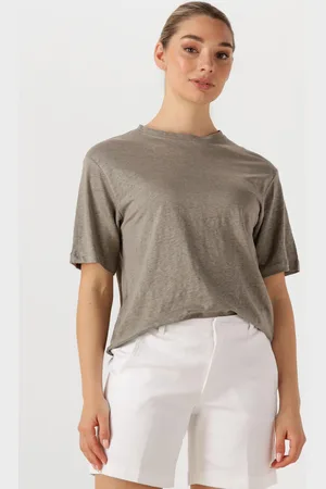 SELECTED Dames Tops & T-shirts Slfvilja Linen Ss Tee - - Maat XL