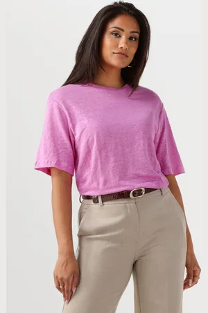 SELECTED Dames Tops & T-shirts Slfvilja Linen Ss Tee - - Maat XS
