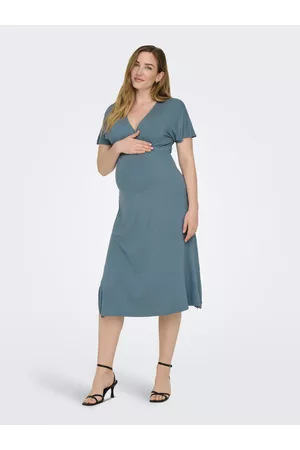 ONLY Dames Lange jurken - Regular Fit V-hals Zwangerschap Lange Jurk