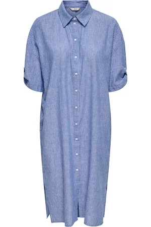 ONLY Loose Fit Overhemd Kraag Volumineuze Mouwen Midi-jurk