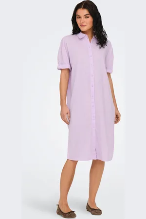 ONLY Loose Fit Overhemd Kraag Volumineuze Mouwen Midi-jurk