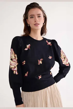 Summum Woman Puff Sleeve Embellished sweater