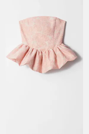 & OTHER STORIES Bandeau Peplum Jacquard Top
