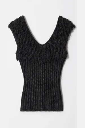 & OTHER STORIES Fringed Rib-Knit Top