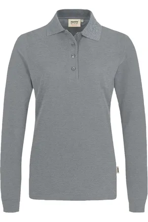 HAKRO 215 Dames poloshirt met lange mouwen , Melange