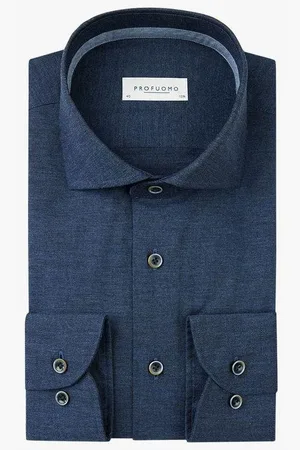 Profuomo Flanellen Overhemd , Effen