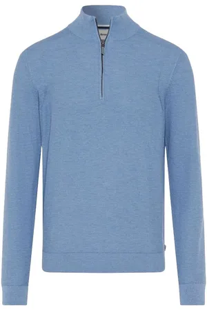 Brax Gebreide trui ritssluitingblauw, Effen