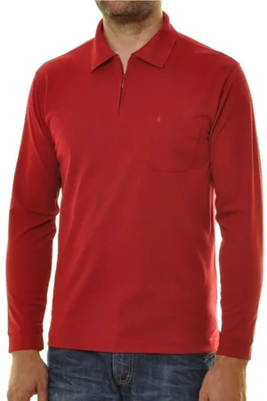 Ragman Poloshirt lange mouw , Effen
