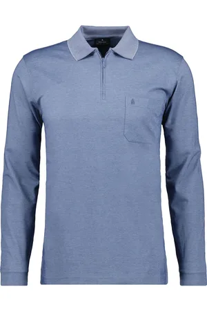 Ragman Poloshirt lange mouw , Effen