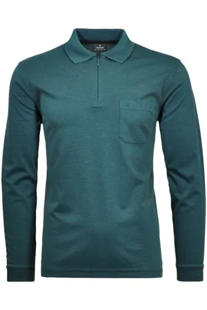 Ragman Poloshirt lange mouw , Effen