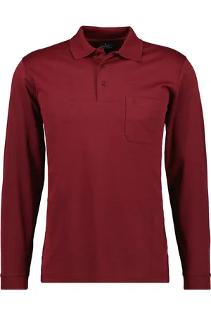 Ragman Poloshirt lange mouw , Effen