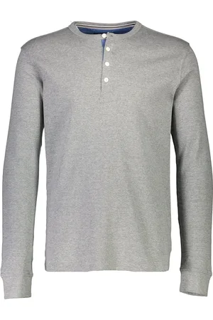 Lindbergh Blue T-Shirt Henley kraag , Effen