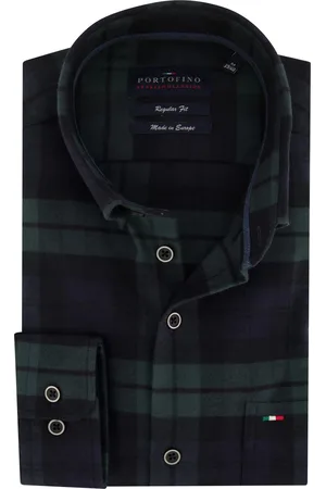 Portofino Casual overhemd geruit katoen normale fit
