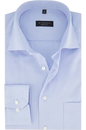ETERNA Overhemd mouwlengte 7 Comfort Fit wijde fit effen 100% katoen strijkvrij