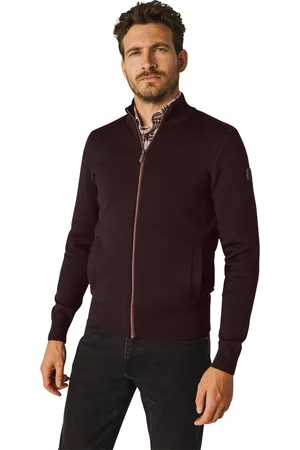 State of art Vest bordeaux effen katoen rits wijde fit