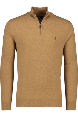 Ralph Lauren Bruine trui opstaande kraag wol