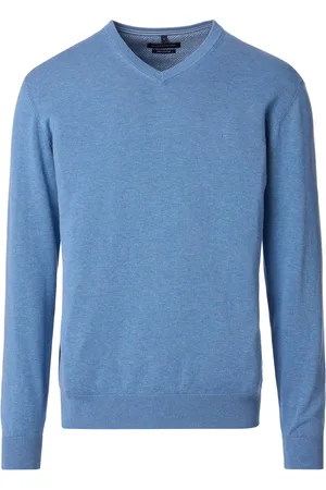 Casa Moda Trui v-hals effen wijde fit katoen