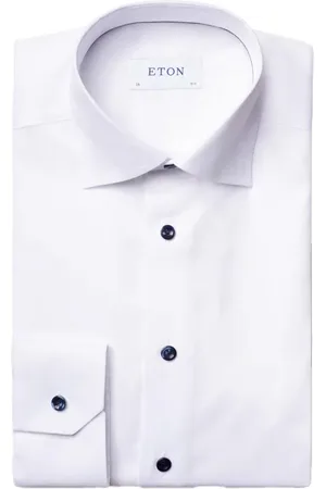 Eton Katoenen overhemd effen wit slim fit Signature Twill