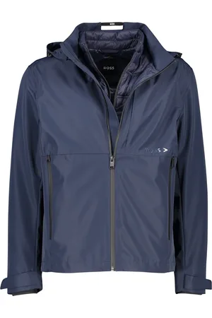 HUGO BOSS Winterjas effen rits normale fit afneembare capuchon