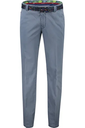 Meyer Pantalon Bonn riem lichtblauw flatfront