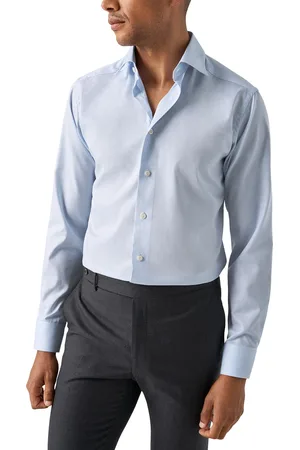 Eton Overhemd effen semi-wide spread boord