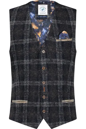 A fish named fred Gilet geruit slim fit wol