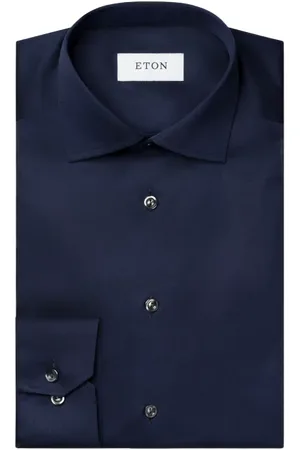 Eton Overhemd contemporary fit navy signature twill katoen