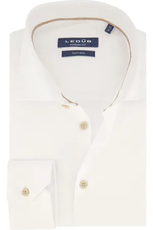 Ledub Zakelijk overhemd lange mouw Modern Fit New normale fit effen katoen