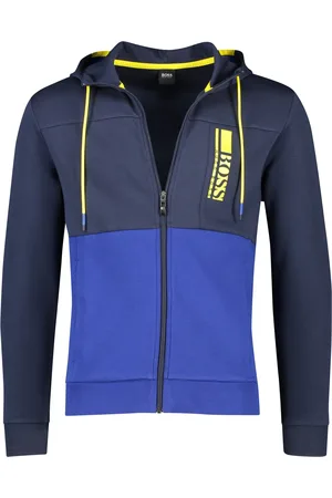 HUGO BOSS Hoodie effen katoen, stretch rits