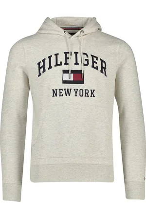 Tommy Hilfiger Trui lichtgrijs geprint katoen hoodie