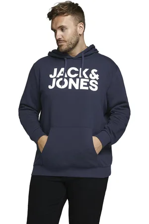 Jack&amp;jones Hoodie navy opdruk buidelzak