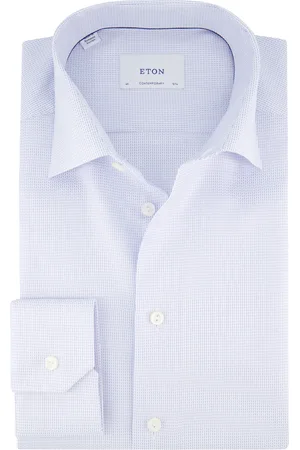 Eton Contemporary Herringbone Signature Dobby overhemd blauw