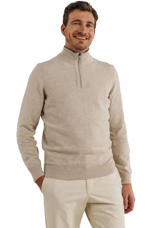 State of art Katoenen half zip trui wijde fit gemeleerd